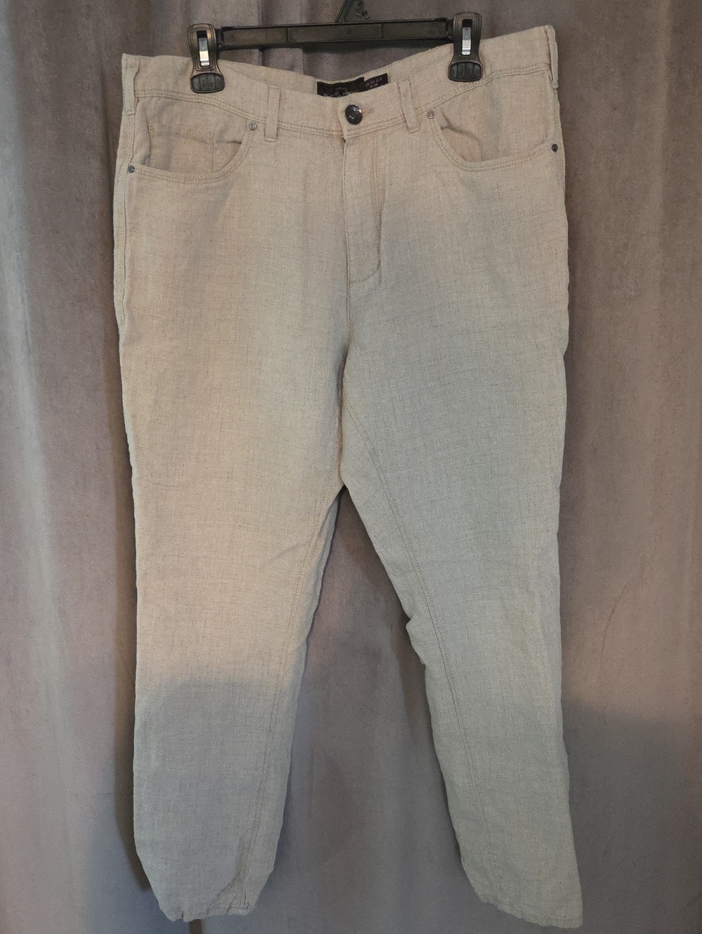 Black Brown 1826 Men's Size 34 Light Tan 100% LINEN Pants